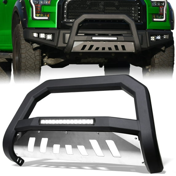 Stehlen 733469493778 Advance Series Aluminum LED Bull Bar - Matte Black / Brush Aluminum Skid Plate For 2011-2013 Dodge Durango / 2011-2015 Jeep Grand Cherokee