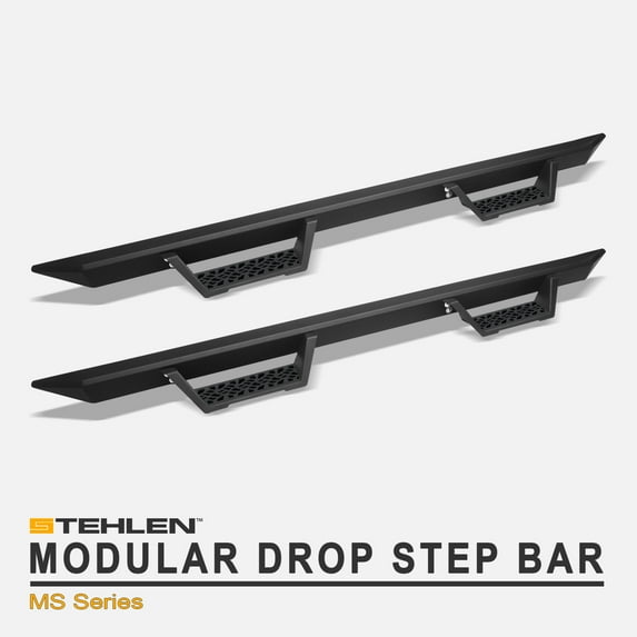 Stehlen 733469494331 Modular Drop Step Side Nerf Bars Rail Running Boards - Matte Black For 2009-2014 Ford F150 Super ( Extended ) Cab
