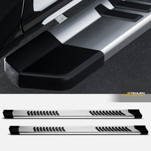 Stehlen 733469494737 6" OE Series With Polymer Stripes Design Aluminum Running Boards - Polish Silver For Ram 1500 2009-2018 / Classic 2019-2022 Quad ( Extended ) Cab