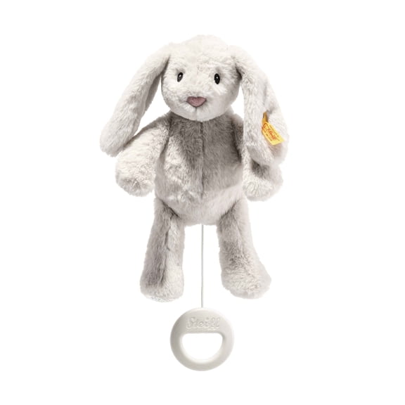 Steiff Hoppie Rabbit Musical Pull Toy, 10", light grey
