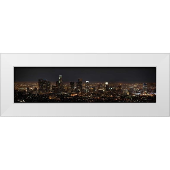 Stein, Daniel 18x8 White Modern Wood Framed Museum Art Print Titled - LA Night Panorama