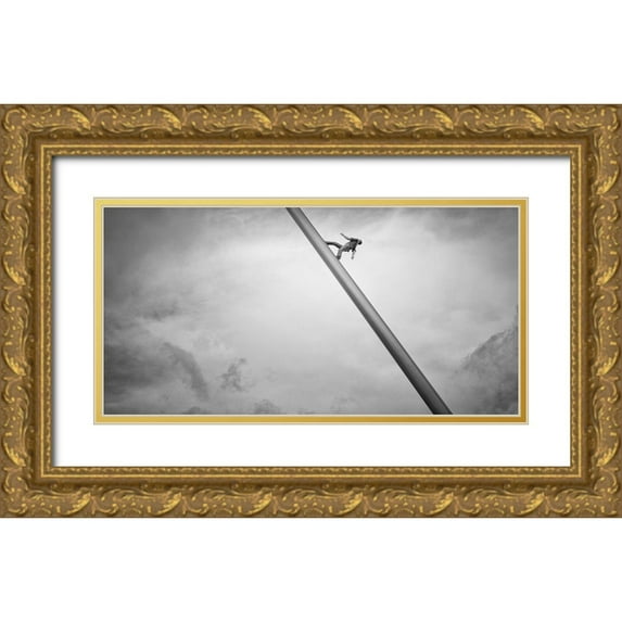 Stein, Oliver 18x11 Gold Ornate Wood Framed with Double Matting Museum Art Print Titled - Man walking the Sky