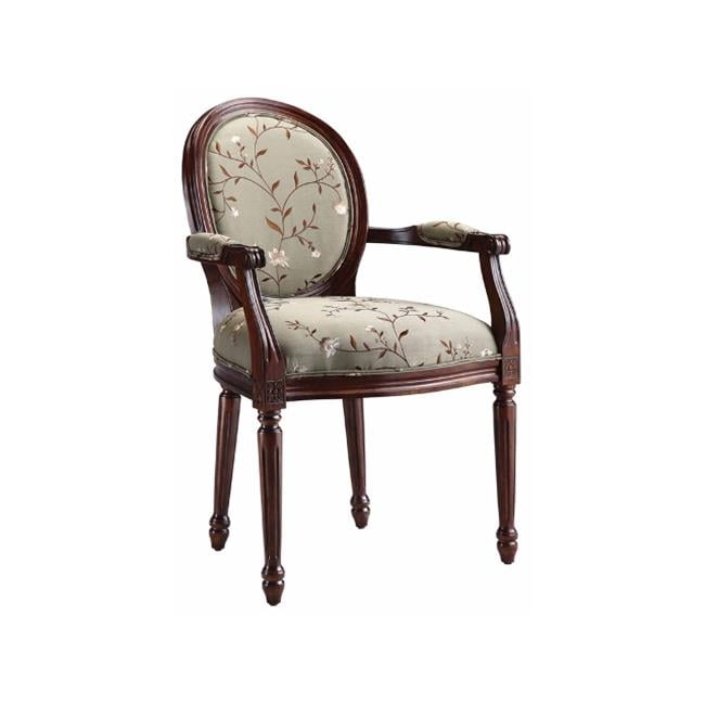 Stein World 28382 Antoinette Accent Chair, Chinese Walnut, Light Green Floral Fabric