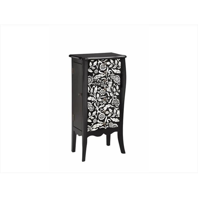 Black Floral Pattern Jewelry Chest with Mirror