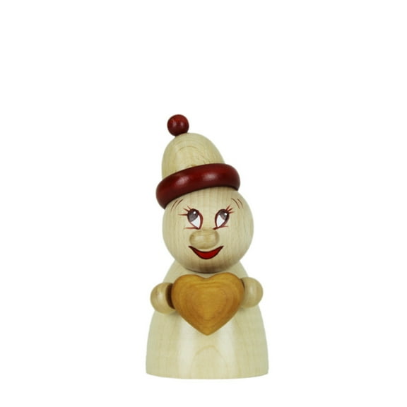 Steinbach Wooden Clumsy Mini Collection, Valentine with Natural Wood Heart and Wooden Beanie