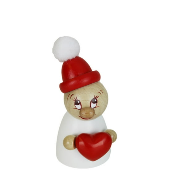 Steinbach Wooden Clumsy Mini Collection, Valentine with Red Heart and Wooden Beanie, Big Bobble