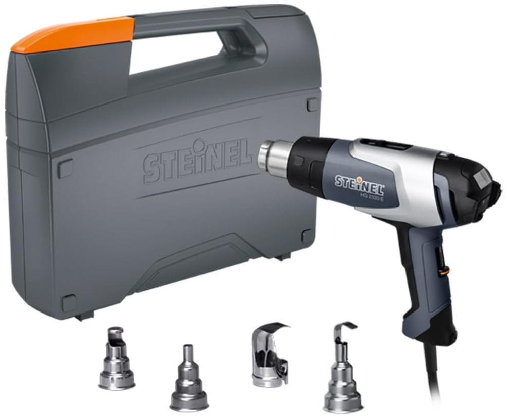 Steinel 110051533 Model HG 2320 E  Professional Heat Gun Kit, LCD-Display, 1600 W Brushless Motor, Hot Air Gun, Incl. 4X Nozzles