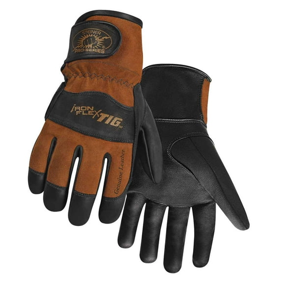 Steiner 0262 Pro-Series IronFlex Premium Kidskin TIG Welding Gloves Poly Lined Back Adjustable Cuff X-Large