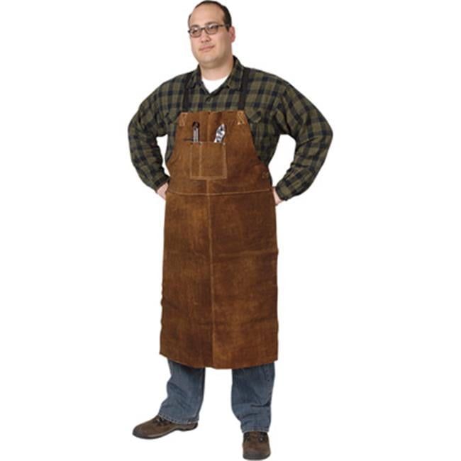 Premium Brown Split Cowhide Welding Bib Apron with Adjustable Straps