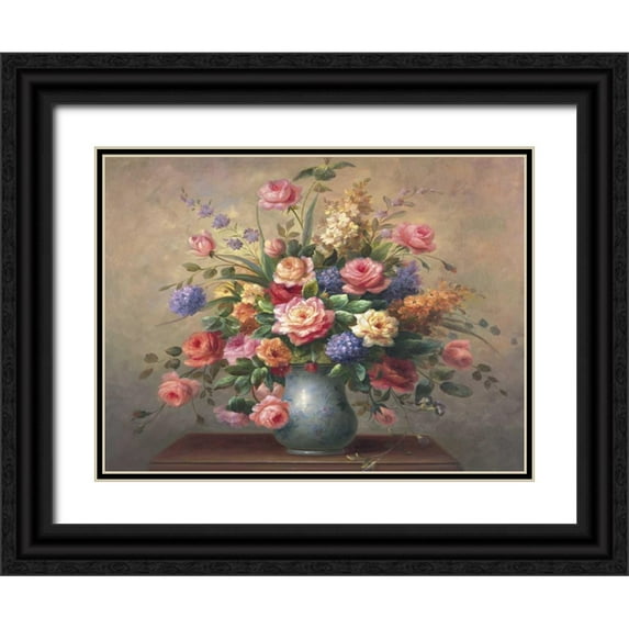 Steiner 24x19 Black Ornate Wood Framed with Double Matting Museum Art Print Titled - Summer Arrangement