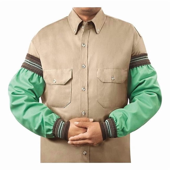 Flame-Resistant Sleeve, Cotton, 23 in Length, Green, Elastic Cuff 1034-23WW-2XW