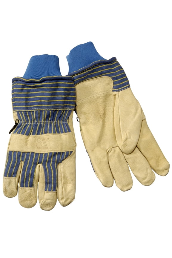 P2459 Heatloc Grain Pigskin Winter Gloves With Safety Cuff & Pull-Out Knit Wrist Large