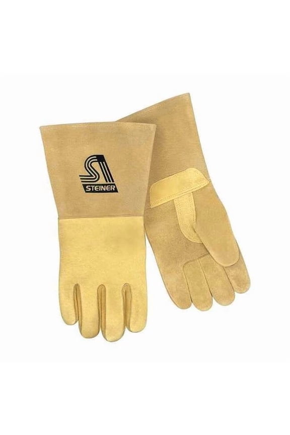 Welding Gloves, Gauntlet Cuff, Straight Thumb, Pigskin, L, 1 PR P750-L