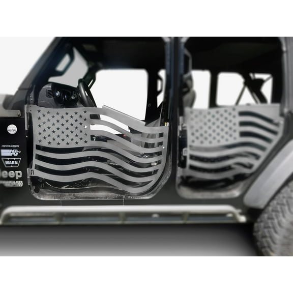 Steinjger Doors Gladiator JT 2019 to Present Trail, American Flag Design Front Doors Bare