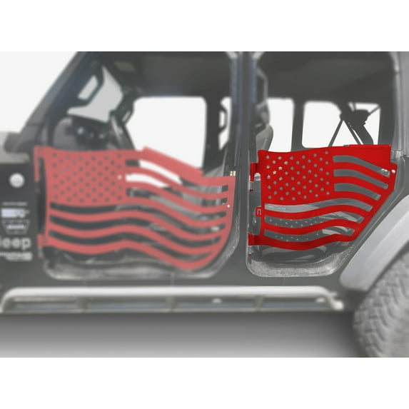 Steinjäger Doors Wrangler JL 2018 to Present Trail, American Flag Design Rear Doors Red Baron