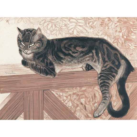 Steinlen Summer Cat Balustrade Pink Painting Extra Large Art Print Wall Mural Poster Premium XL