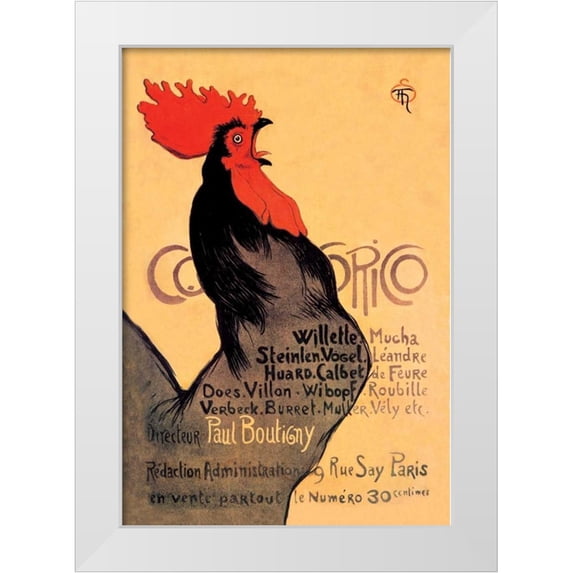 Steinlen, Theophile 11x14 White Modern Wood Framed Museum Art Print Titled - Cocorico, 1899
