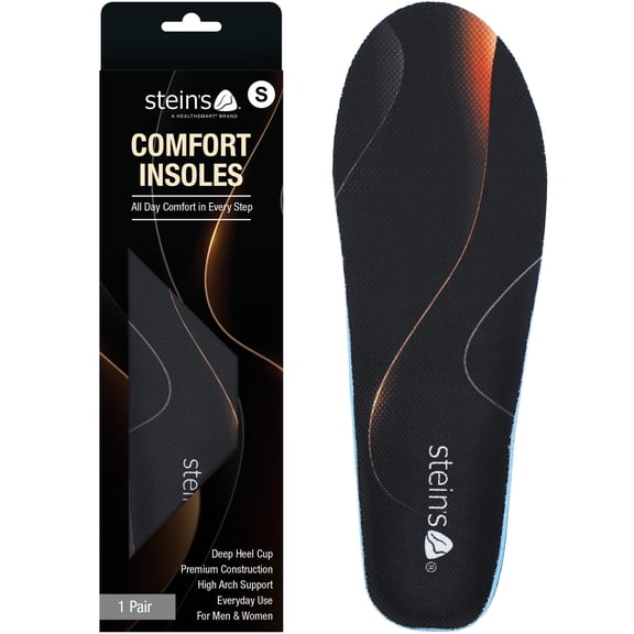 Steins ComfortEase Foam Insoles for Plantar Fasciitis for Men and Women | Orthotic Foot Pain Insoles | Everyday Relief Flat Feet Achilles Tendonitis Arch Support | Small