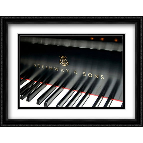 Steinway & Sons, Piano Keys With Modern Logo 2x Matted 28x22 Large Black Ornate Framed Art Print