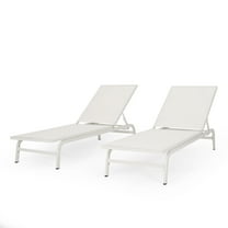 Stekar Outdoor Aluminum and Outdoor Mesh Chaise Lounge, Set of 2, White
