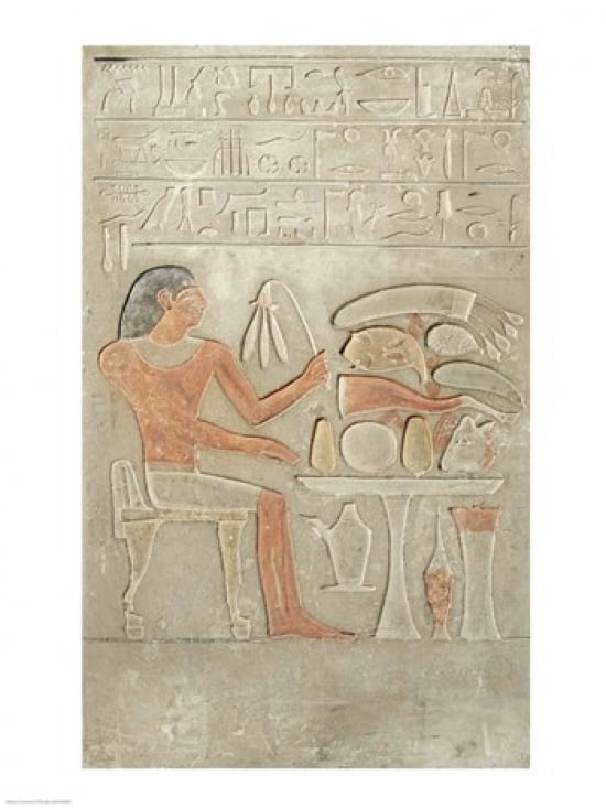 Stela depicting the deceased before an offering table Canvas Art - (18 x 24)