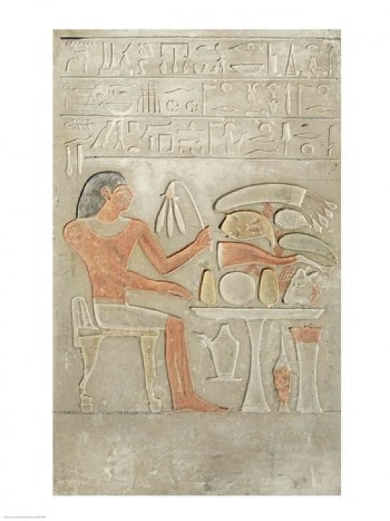 Stela depicting the deceased before an offering table Canvas Art - (24 x 36)