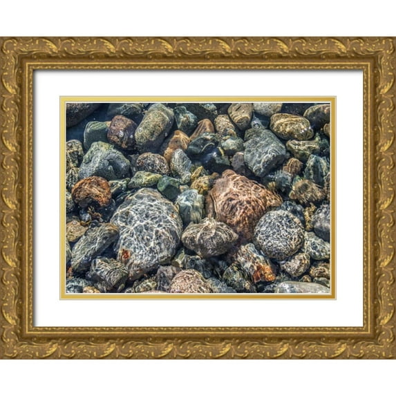 Stelfox, Norm 24x18 Gold Ornate Wood Framed with Double Matting Museum Art Print Titled - Rock Reflection II