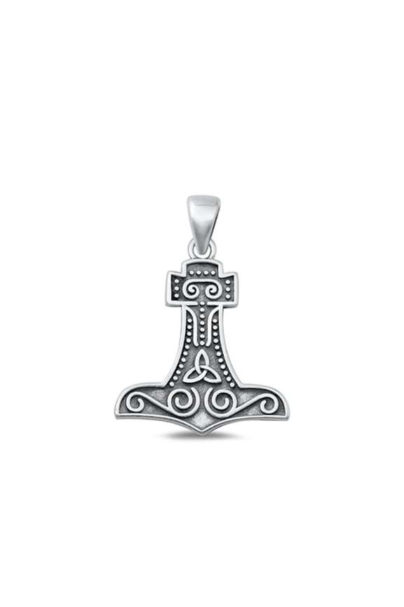Steling Silver Viking Celtic Hammer Pendant .925 Thor God Charm Jewelry Female Unisex