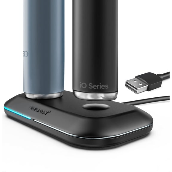 Steliron Dual Replacement Charger for Oral-B IO Series 10 / 9 / 8 / 7 / 7G, Electric Toothbrush Charging Base with LED Indicator (Not Compatible with IO Sensor Feature) Black