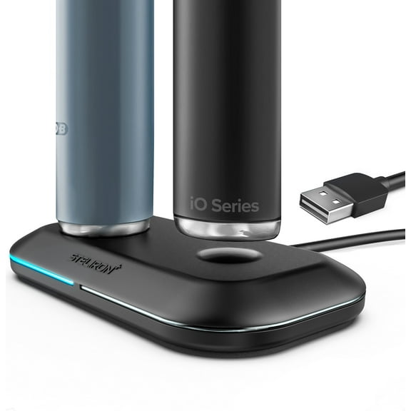 Steliron Dual Replacement Charger for Oral-B IO Series 10 / 9 / 8 / 7 / 7G, Electric Toothbrush Charging Base with LED Indicator (Not Compatible with IO Sensor Feature) Black