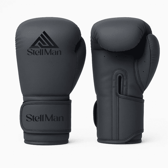 StellMan Black Boxing Gloves for Training Sparring Kickboxing with Wrist Support and Foam Padding