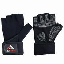 StellMan Black Workout Gloves with Enhanced Grip Padding – Adjustable Gym Gloves with Wrist Wraps for Men and Women
