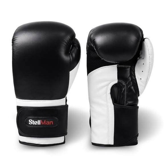 StellMan Boxing Gloves Muay Thai MMA Kickboxing Pro Training Sparring Adult Men Women OZ 8 10 12 14 16 Fit Hook and Loop Closure Ventilation Wrist (10 OZ)