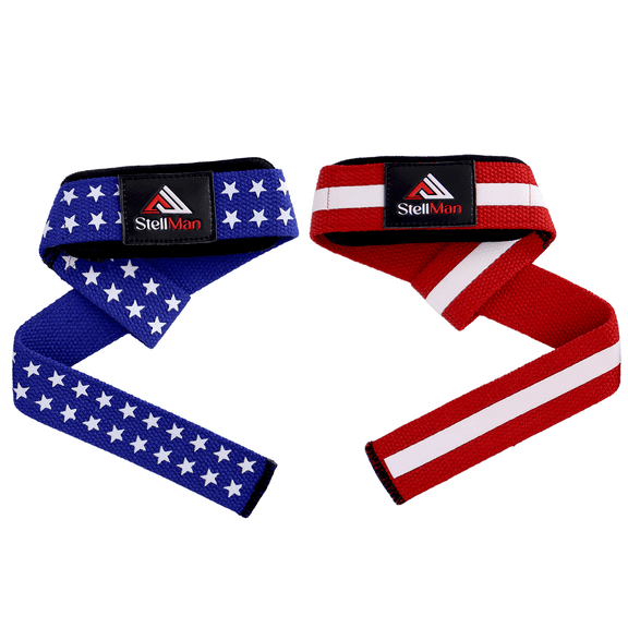 StellMan Lifting Straps for Weightlifting Deadlifts Gym Training Wrist Support American Flag Style