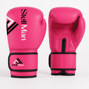 StellMan Pink Boxing Gloves - Premium PU Leather, Multi-Layer Padding, Adjustable Velcro Strap, Shock-Absorbent Foam Core - Comfortable, Durable Boxing Gear for Training, Sparring & Fitness