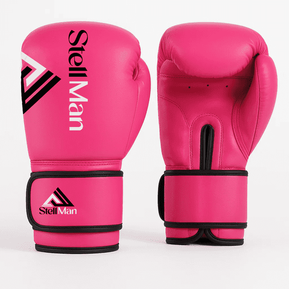 StellMan Pink Boxing Gloves - Premium PU Leather, Multi-Layer Padding, Adjustable Velcro Strap, Shock-Absorbent Foam Core - Comfortable, Durable Boxing Gear for Training, Sparring & Fitness