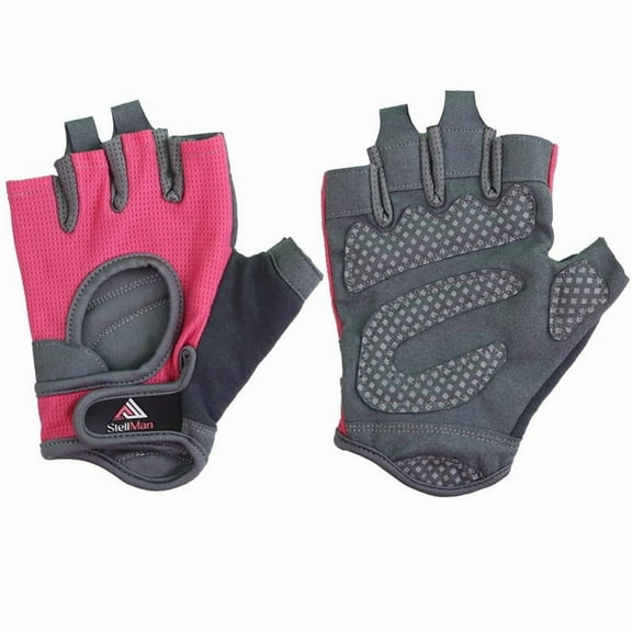 StellMan Women’s Fingerless Workout Gloves – Lightweight Gym Gloves with Grip and Palm Padding for Weight Lifting, Fitness, and Cycling – Breathable Training Gloves in Pink or Blue