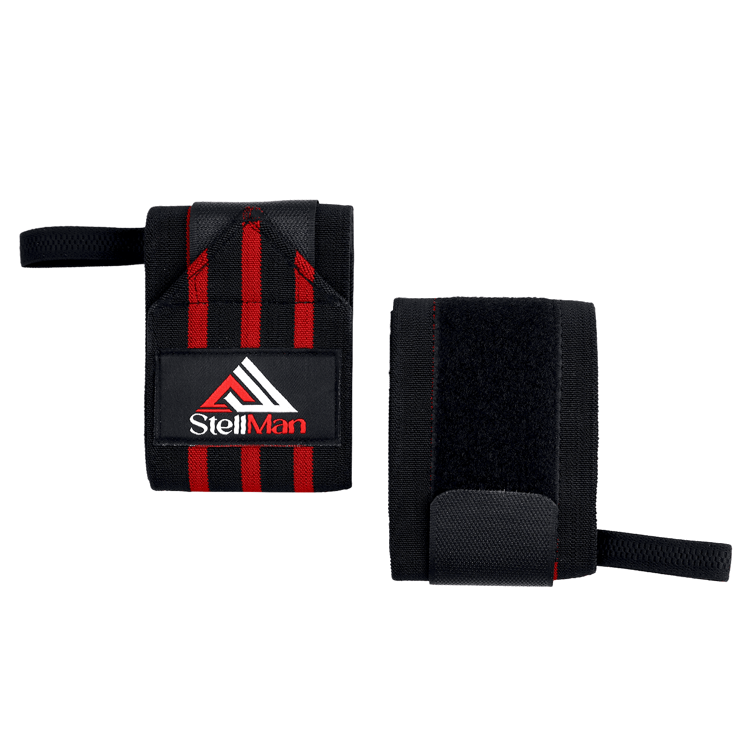 StellMan Wrist Wraps for Weightlifting Gym Training Powerlifting Wrist Support Black with Red Stripes
