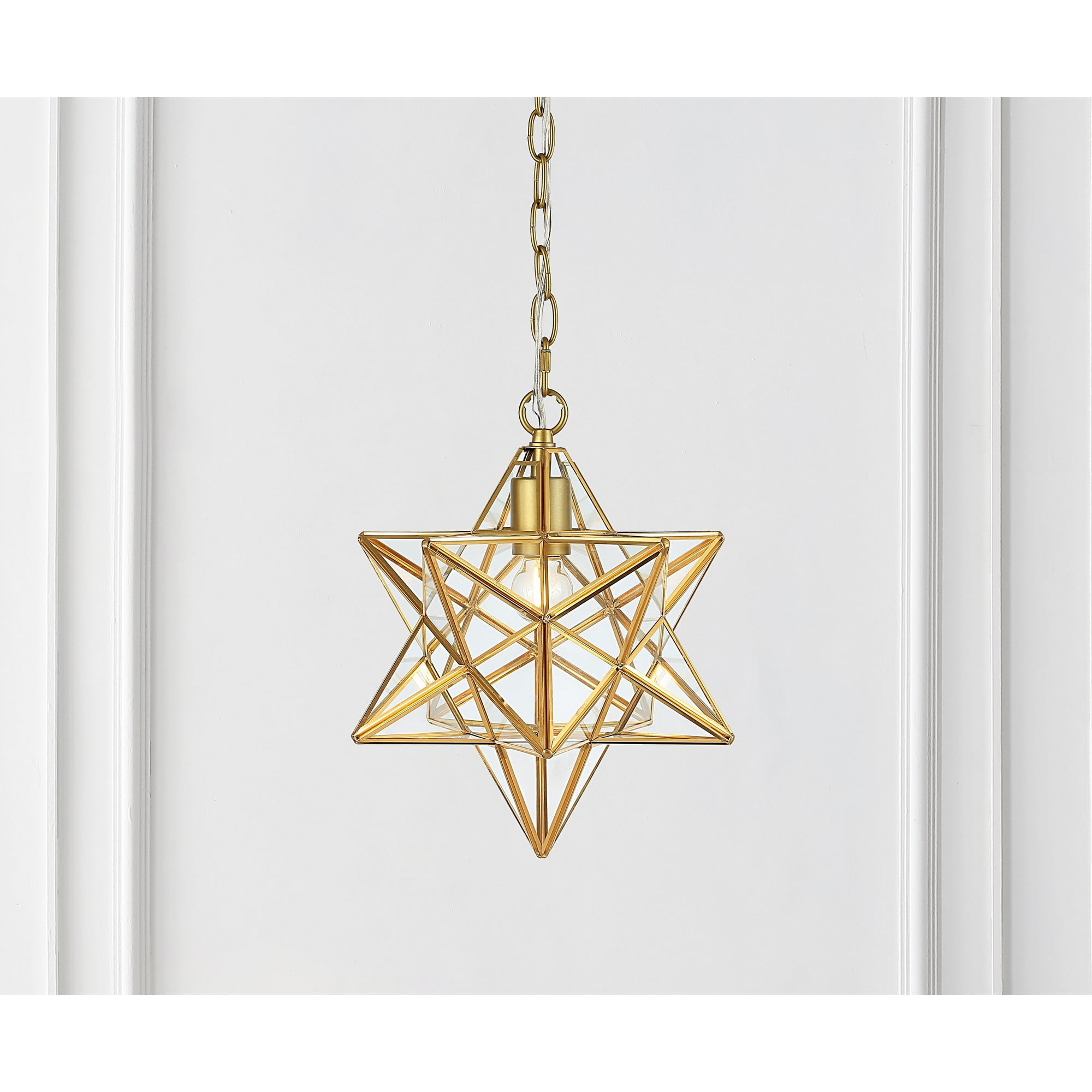 Stella Transitional Glam 12" Gold Leaf Iron LED Pendant