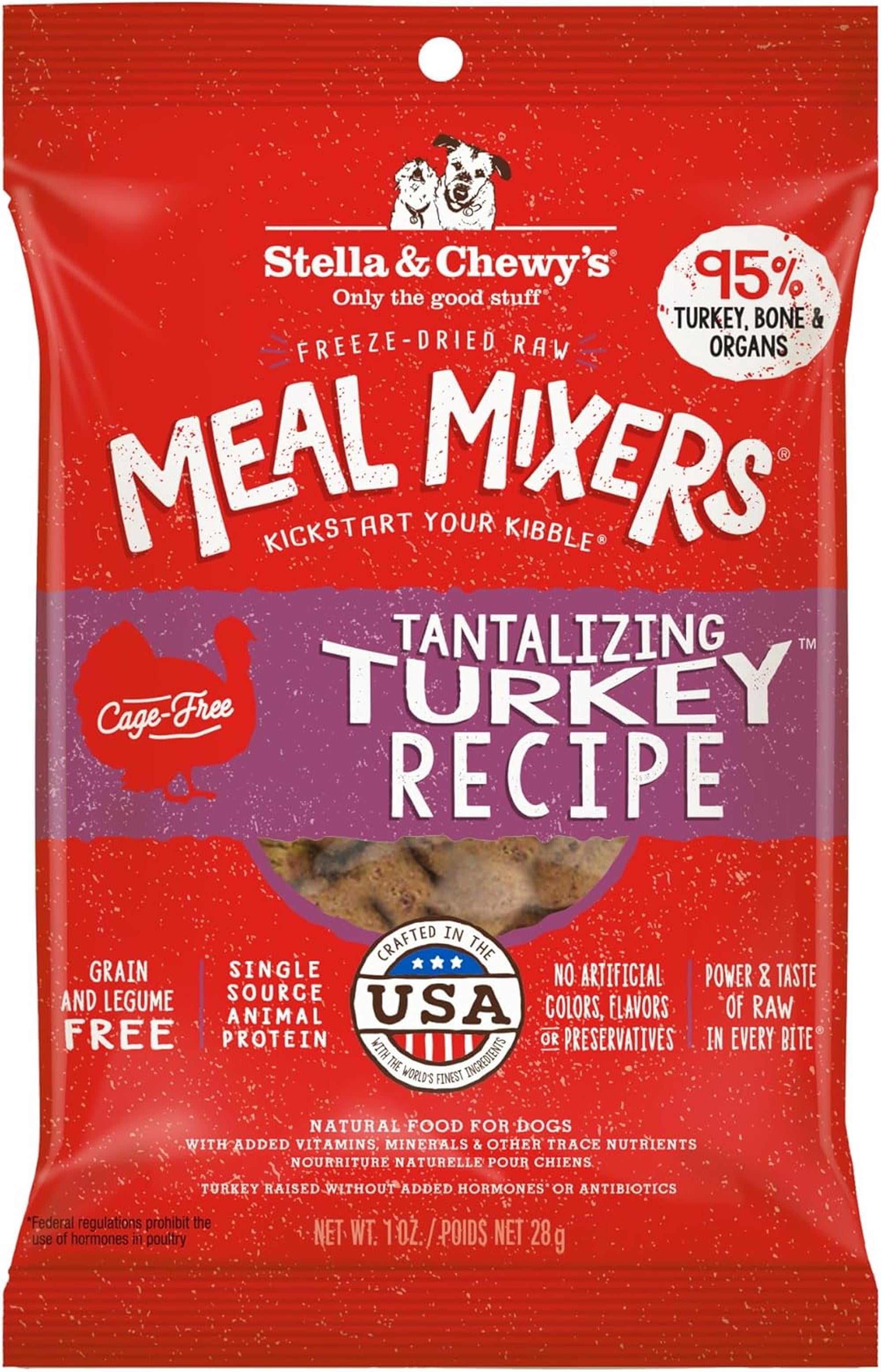 Stella & Chewy's Freeze-Dried Raw Meal Mixers Dog Food Topper - Tantalizing Turkey Recipe - 1 Ounce Bag