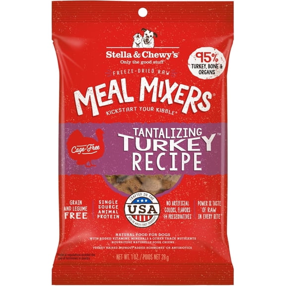 Stella & Chewy's Freeze-Dried Raw Meal Mixers Dog Food Topper - Tantalizing Turkey Recipe - 1 Ounce Bag