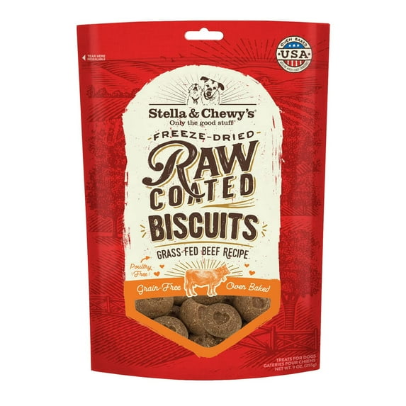 Stella And Chewys Dog Raw Coated Biscuits Beef 9oz.