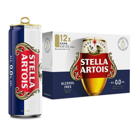 Stella Artois 0.0 Non-alcoholic Lager Beer, Alcohol-Free Brew, 12 Pack, 12 fl oz Aluminum Cans