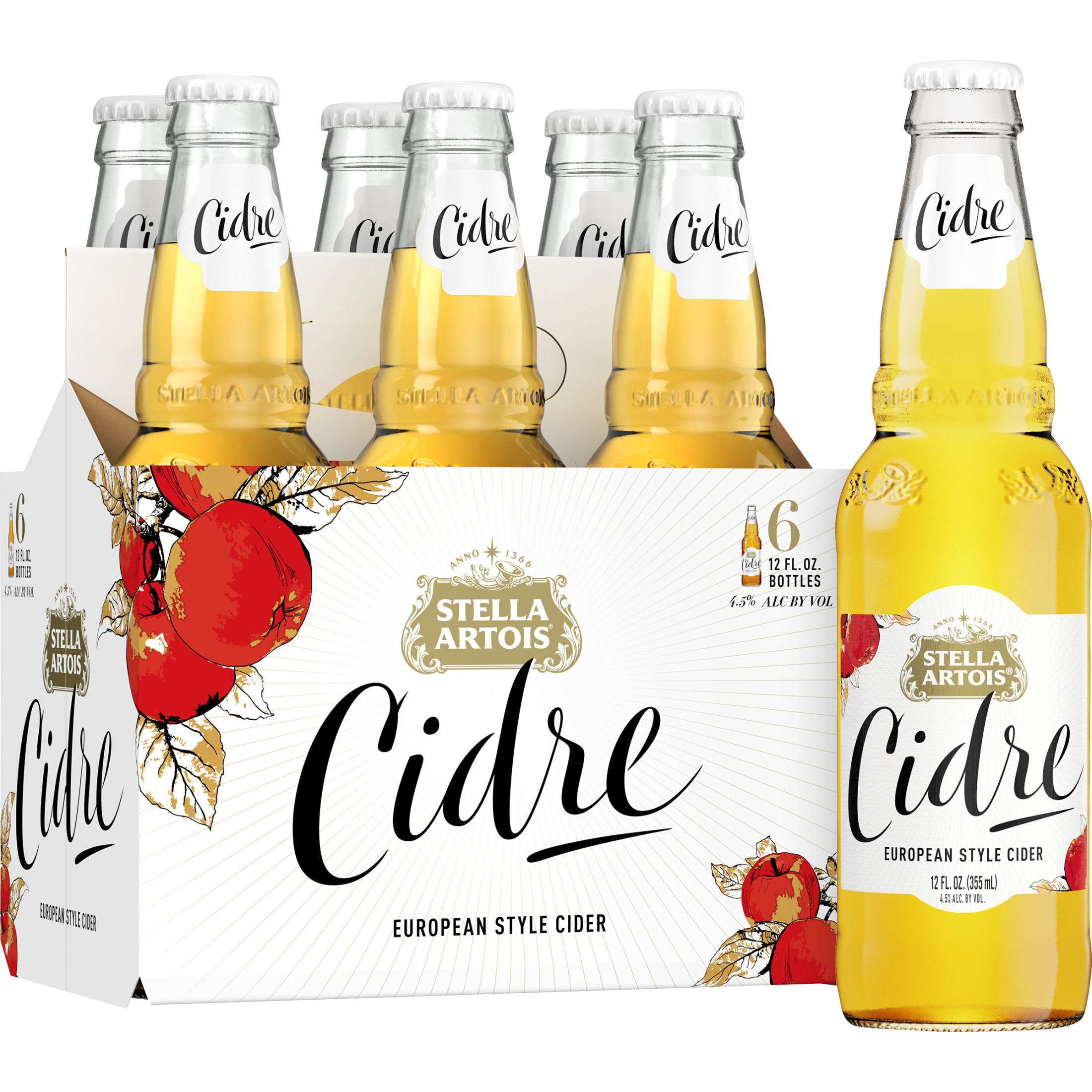 Stella Artois Cidre European Style Hard Cider 6 Pack 12 Fl Oz Glass 