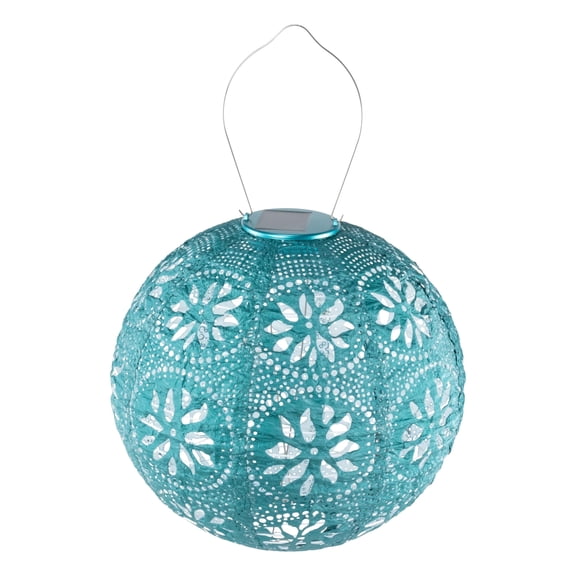 Soji Stella - Boho Globe - 12" Solar Lantern - Metallic Emerald
