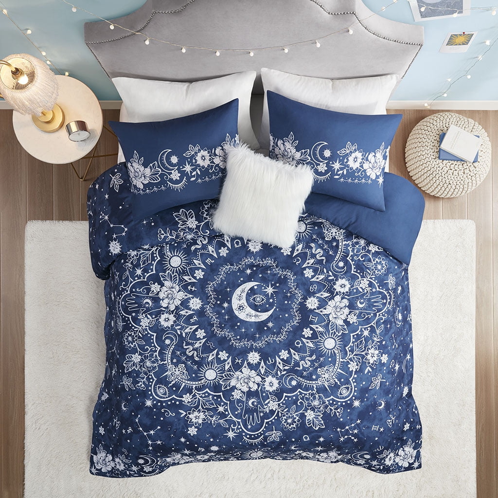 Navy Celestial Cotton Full/Queen Duvet Cover Set