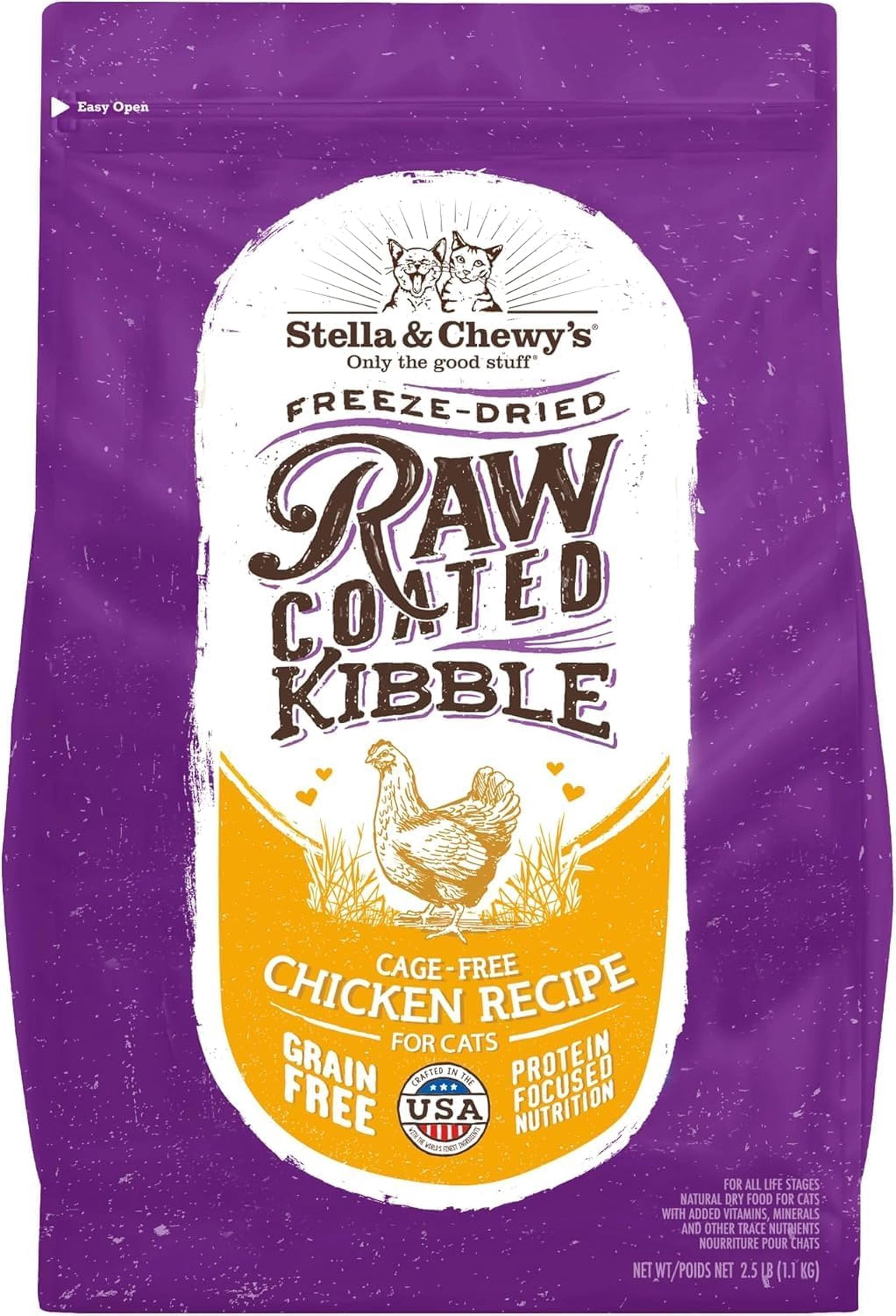 Stella & Chewy's Baked Kibble for Cats - Raw Coated Cage-Free Chicken Recipe - 2.5 Pound Bag