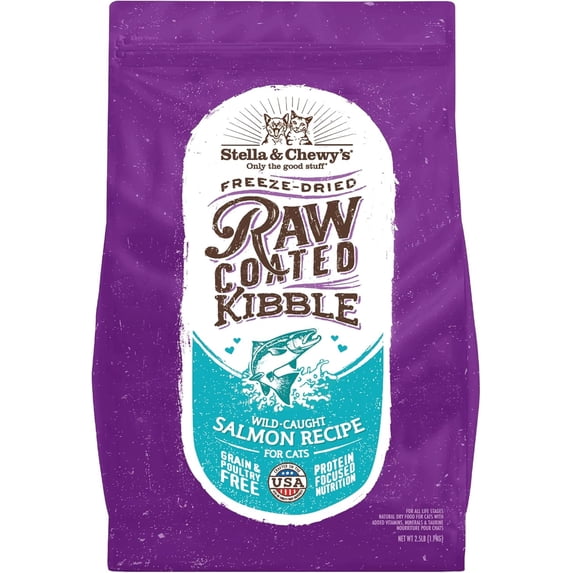 Stella & Chewy's Baked Kibble for Cats - Raw Coated Wild-Caught Salmon Recipe - 2.5 Pound Bag