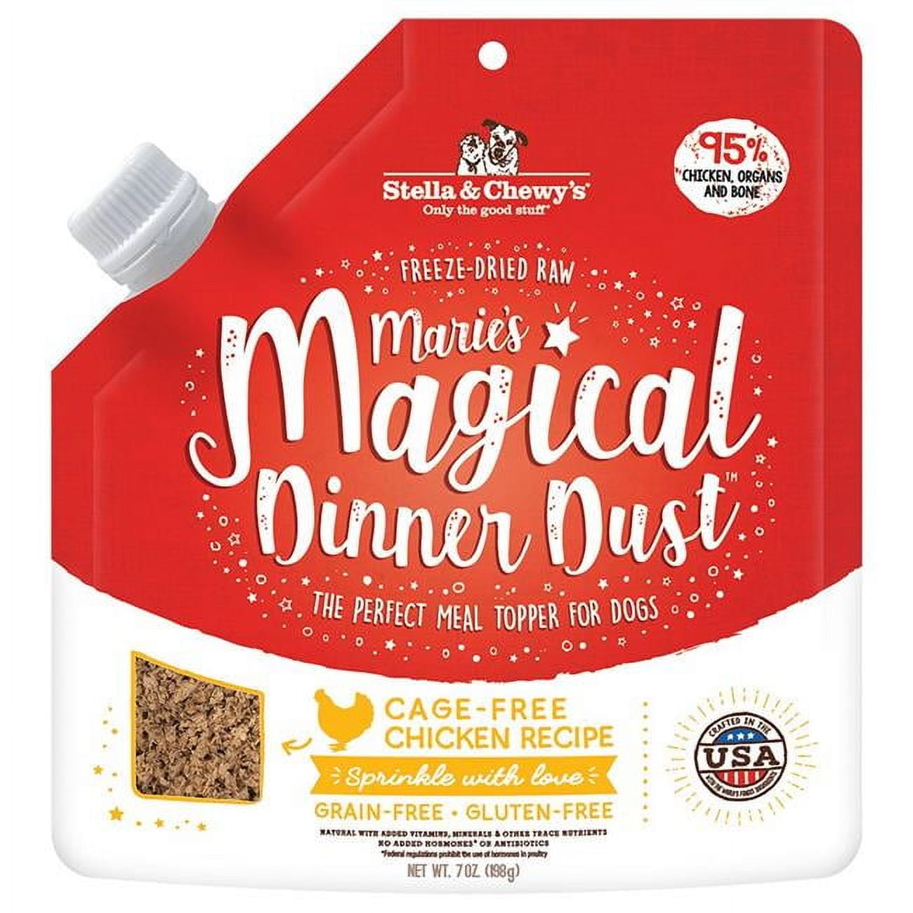 Stella & Chewy's Marie’s Magical Dinner Dust for Dogs Cage-Free Chicken Recipe - 7 Ounce Resealable Bag
