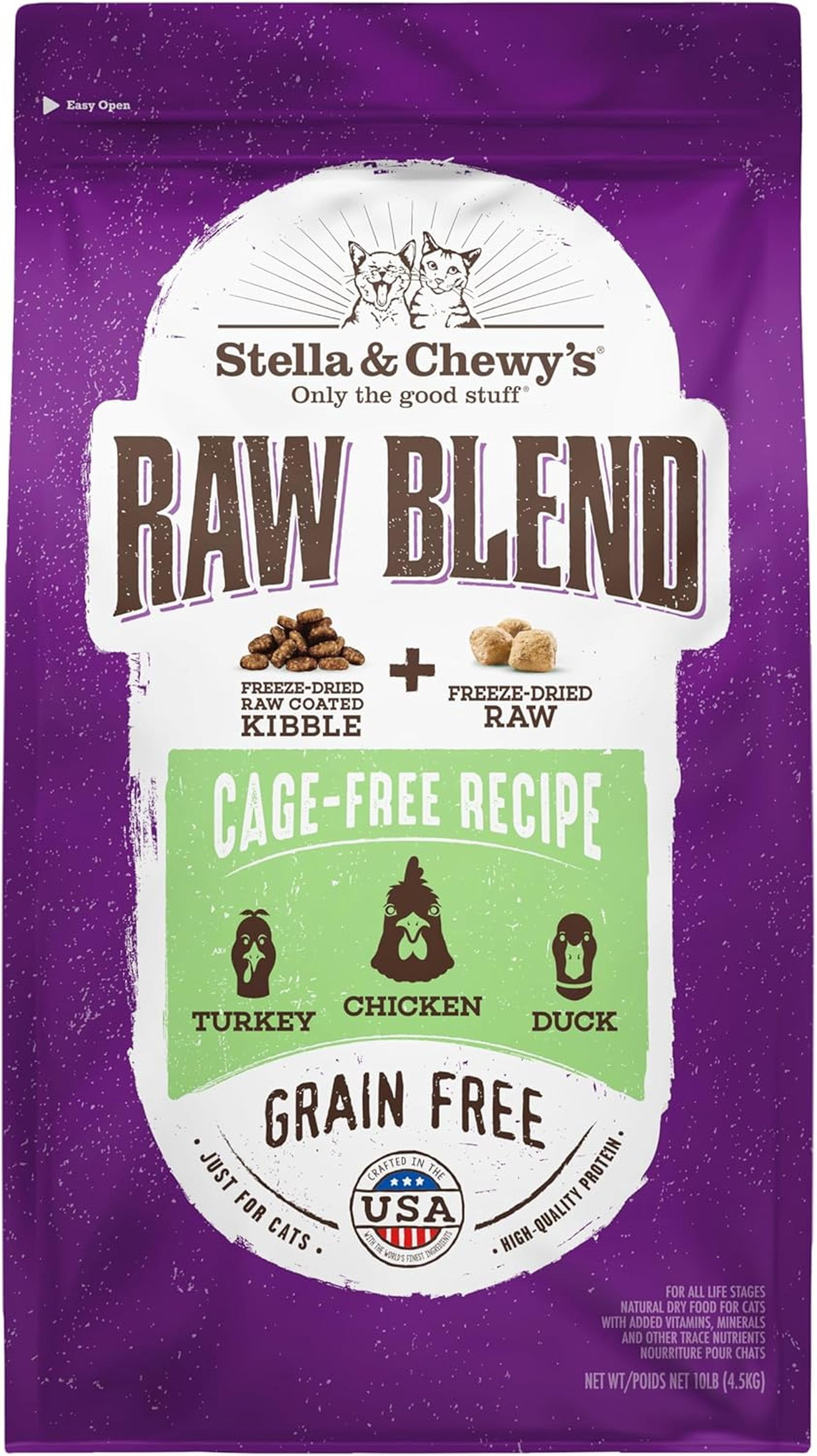 Stella & Chewy's Baked Kibble for Cats - Raw Blend Cage-Free Recipe - 10 Pound Bag
